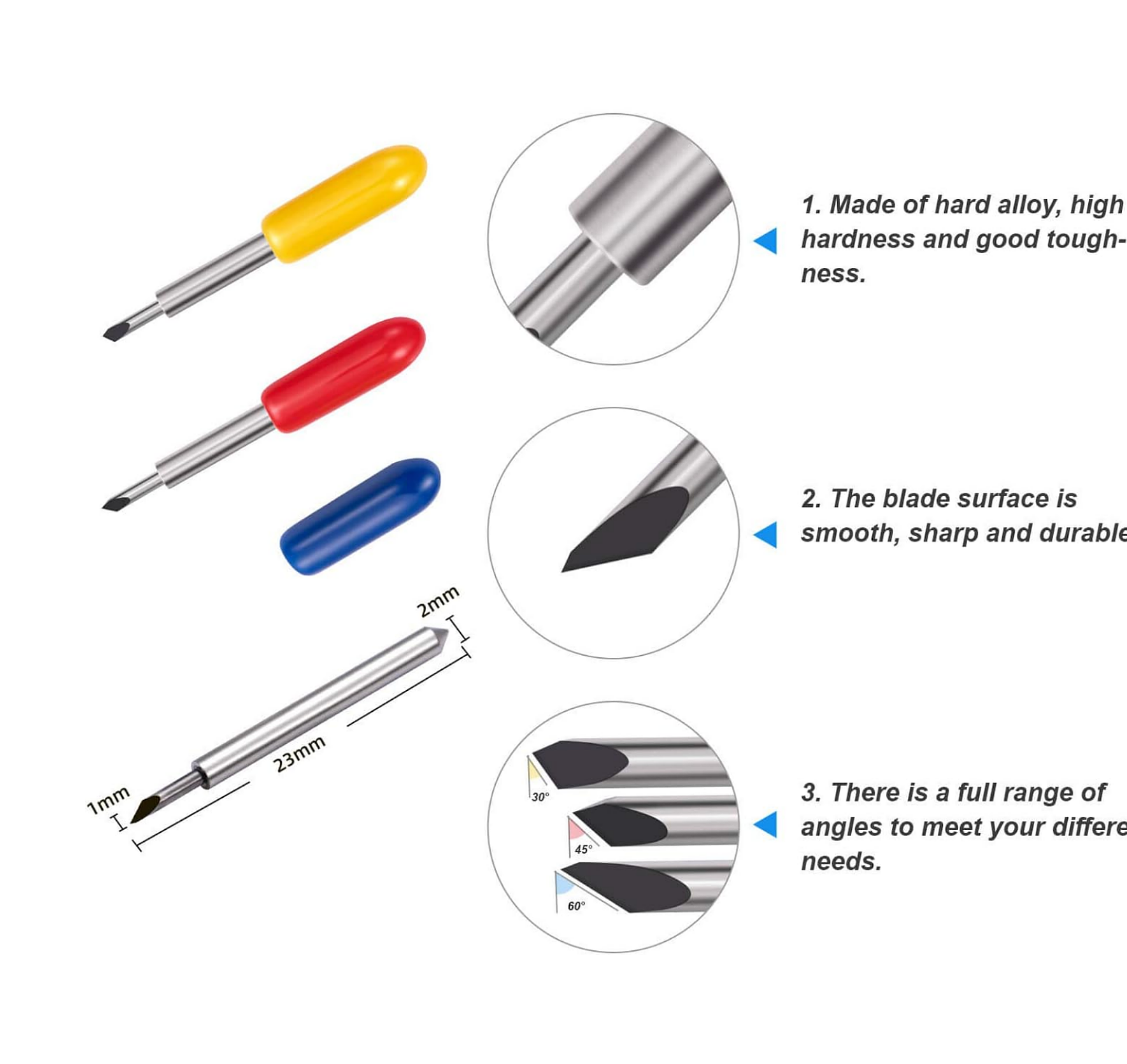 PACK DE 3 CUCHILLAS DE REPUESTO PARA PLOTTER CORTE DE 30°, 45° Y 60°