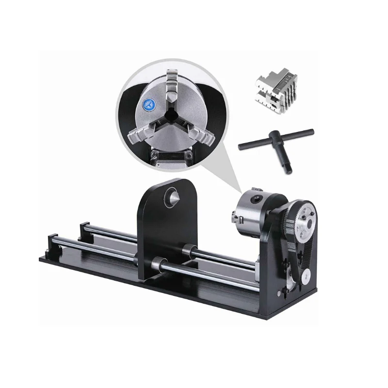 DISPOSITIVO ROTATIVO CON MANDRIL Y SOPORTE PARA MAQUINAS LASER CNC MAQUINAS 6040 Y 9060