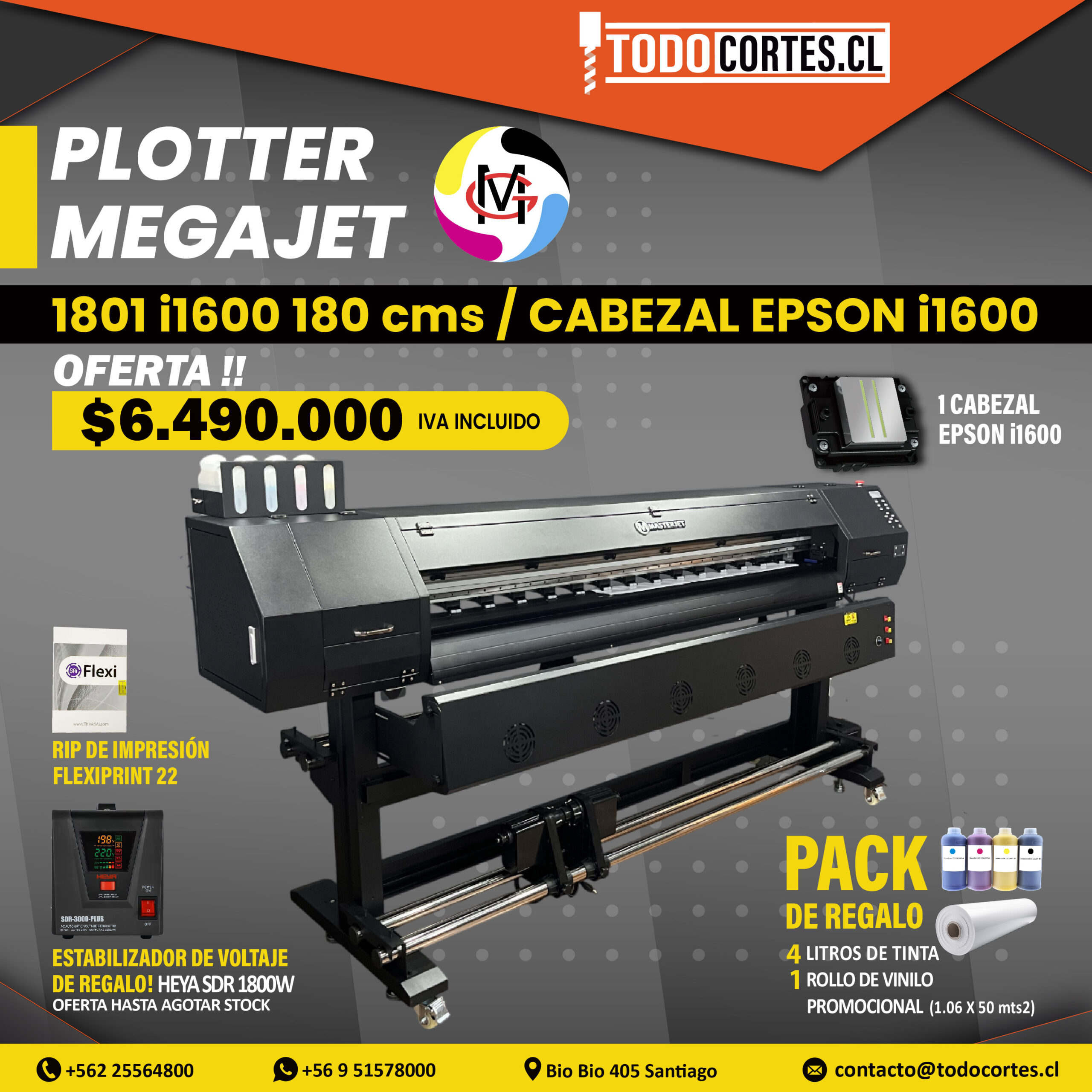PLOTTER DE IMPRESION MASTERJET 1801 i1600 180CMS CABEZAL EPSON i1600