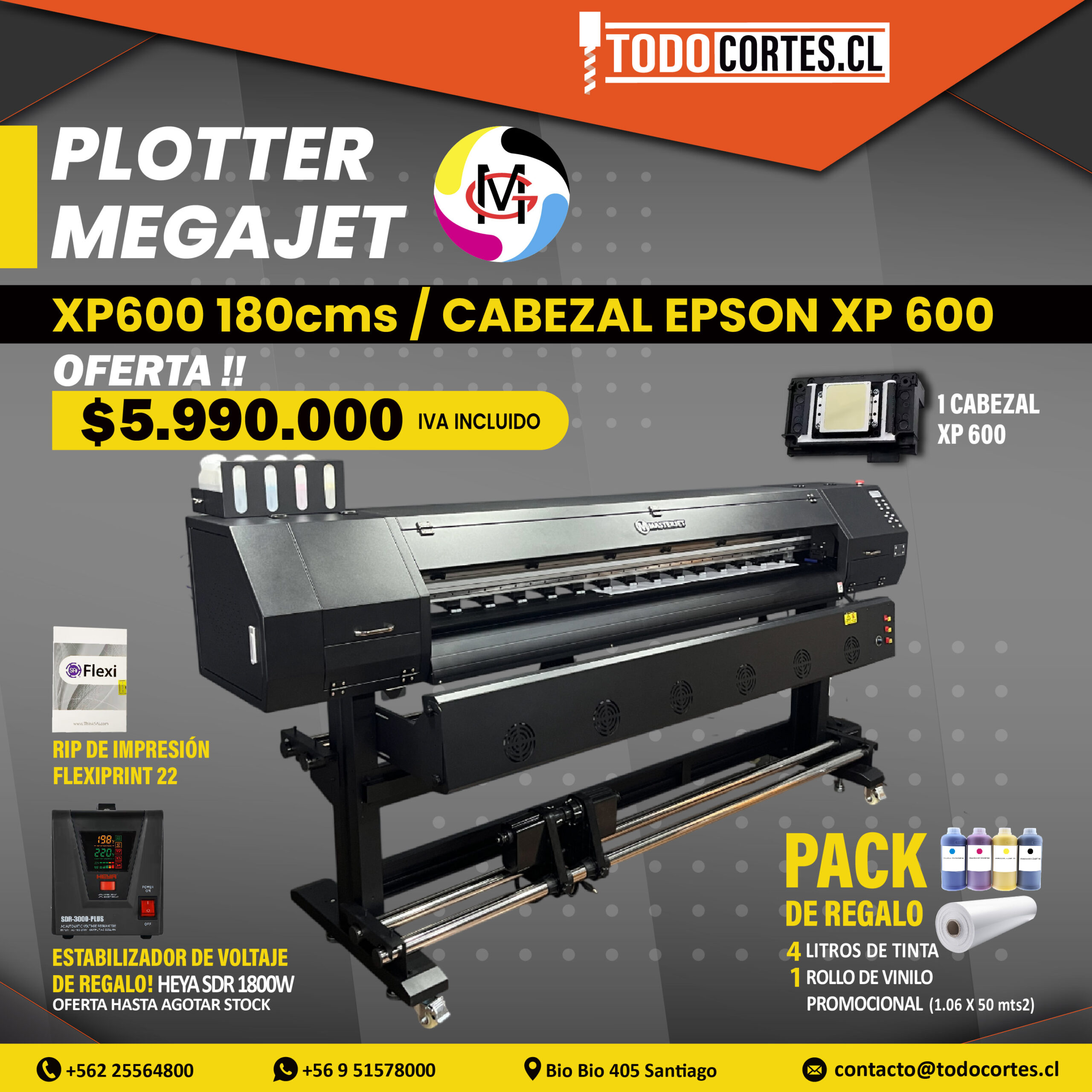 PLOTTER DE IMPRESION MASTERJET 1801XP600 180CMS CABEZAL EPSON XP600