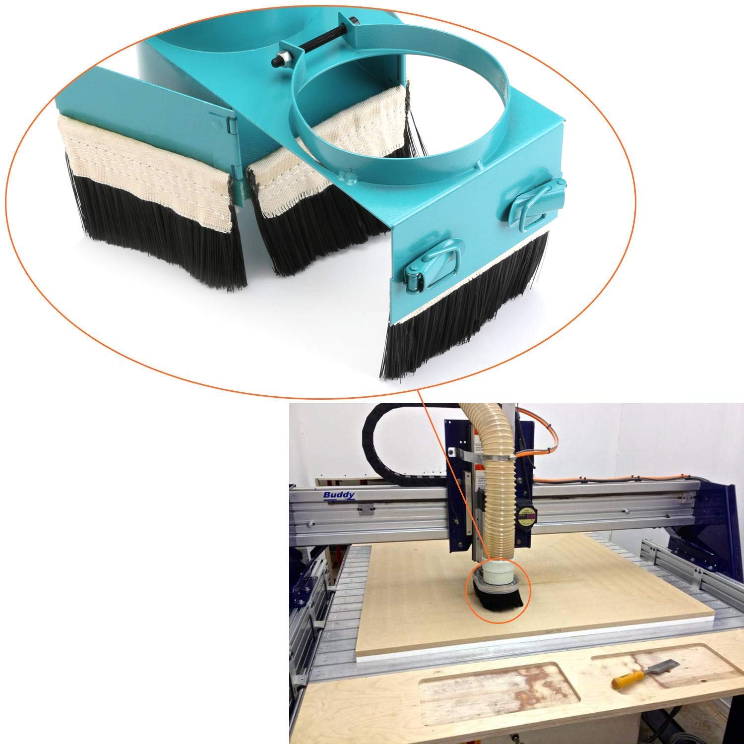 CEPILLO COLECTOR DE POLVO PARA ARPIRADORA DE ROUTER CNC DE 1 METRO DE LARGO Y 100 MM DE ALTO - Imagen 3