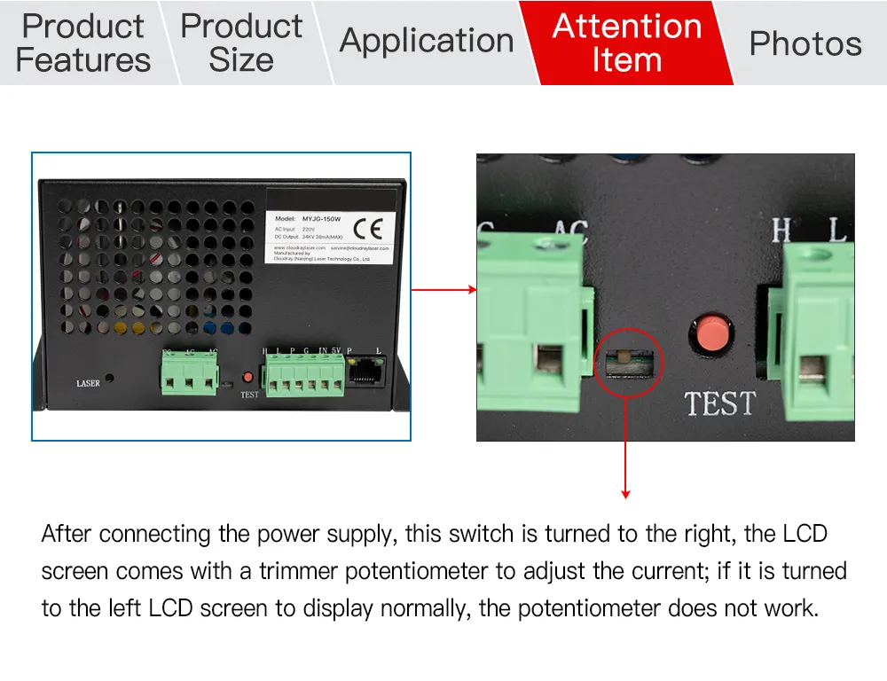 MEDIDOR Y REGULADOR DE CORRIENTE CON PANTALLA LCD PARA FUENTE DE PODER LÁSER CO2 SERIE MYJG - Imagen 5