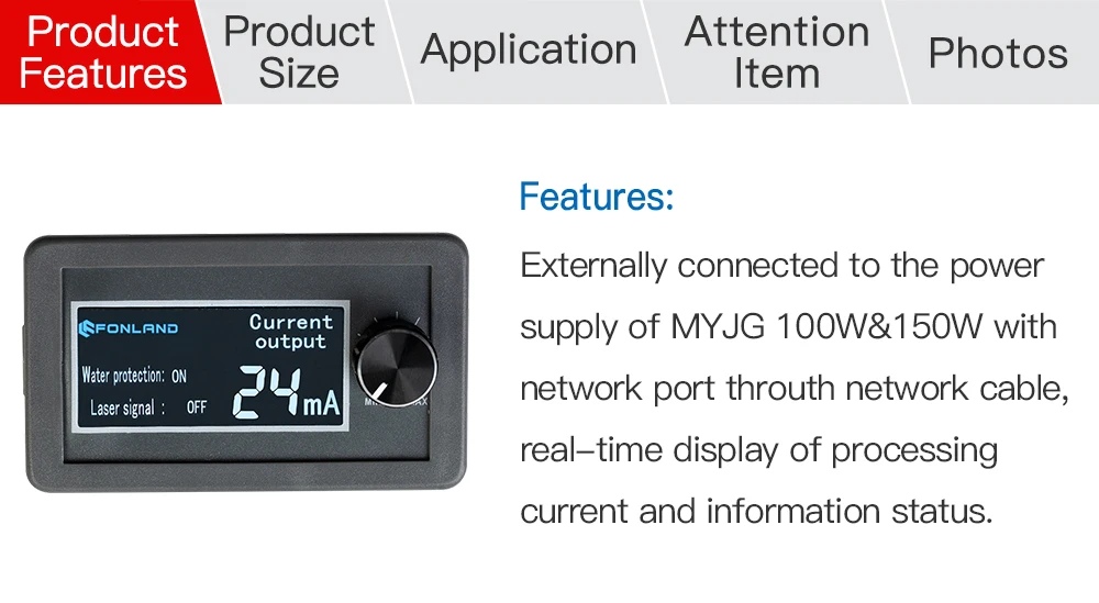 MEDIDOR Y REGULADOR DE CORRIENTE CON PANTALLA LCD PARA FUENTE DE PODER LÁSER CO2 SERIE MYJG - Imagen 2