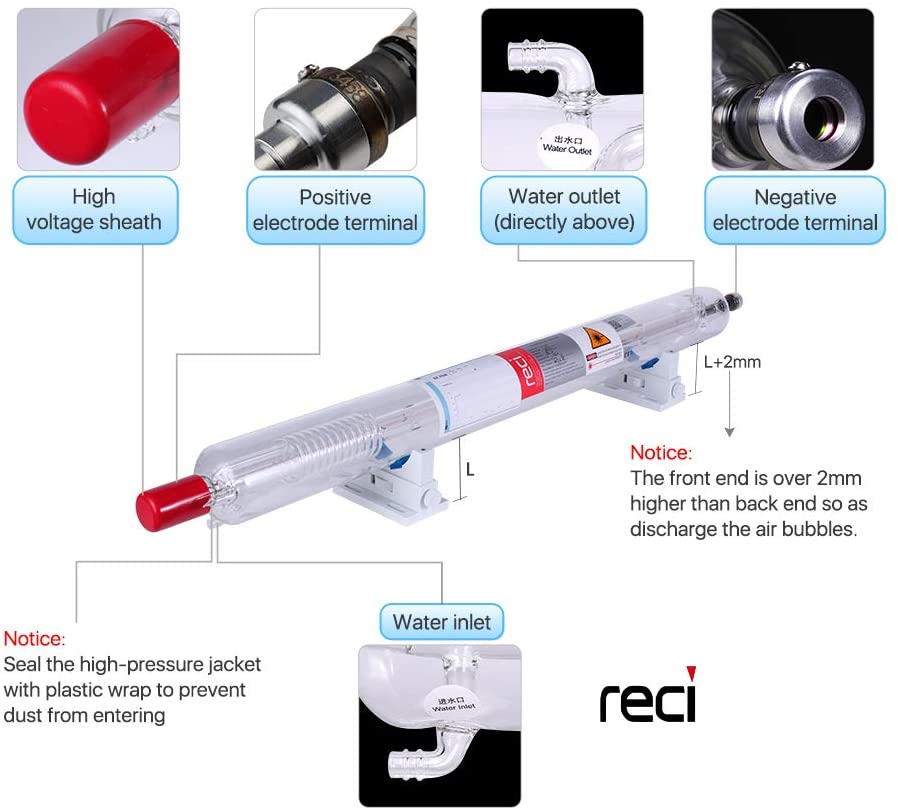 TUBO LASER CO2 RECI W6 130-150W - Imagen 4